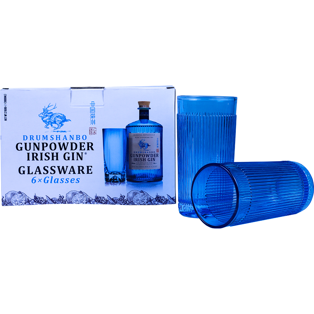 Drumshanbo-Gunpowder-Irish-Gin-Debossed-Blue-Glass---Box-of-6