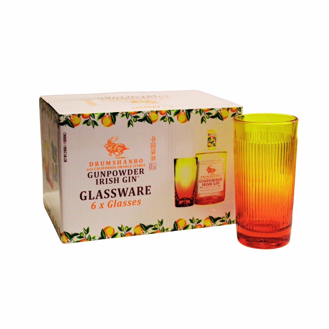 Drumshanbo Gunpowder California Orange Citrus Exclusive Debossed Gin Glass – 6 pack