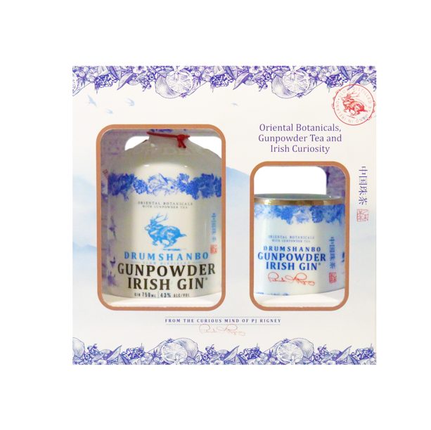 NEW Drumshanbo Gunpowder Irish Gin Ceramic Bottle & Cup Gift Box